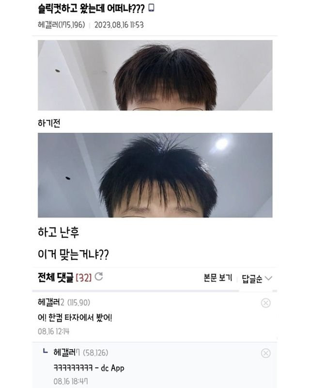 싱글벙글 여전히 웃긴 디씨 헤어갤러리.jpg