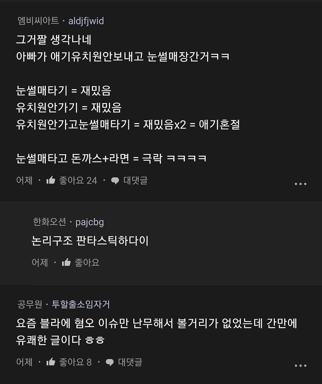 어제 와이프 회식해서 혼자 애 보는데.blind