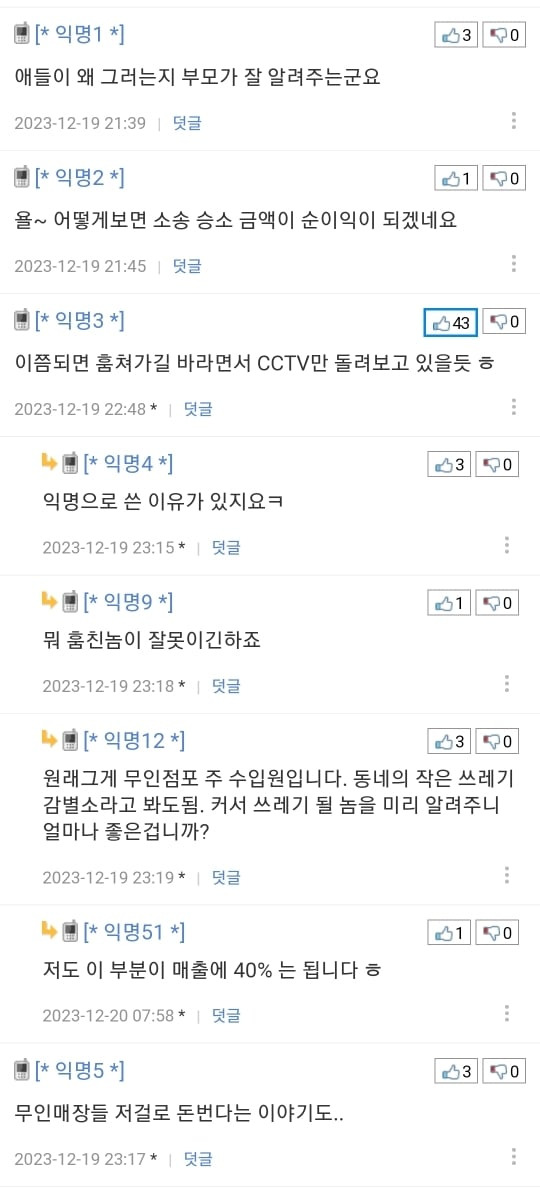 무인점포 운영중인데 절도 합의금 안내고 버티는 사람이 많아요