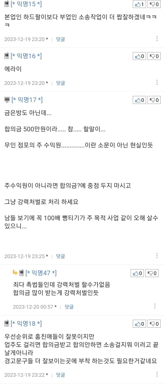 무인점포 운영중인데 절도 합의금 안내고 버티는 사람이 많아요