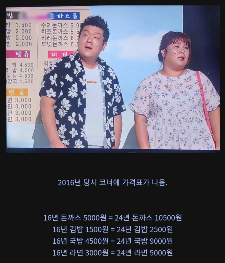 개그콘서트로 알아보는 2016년 당시 물가