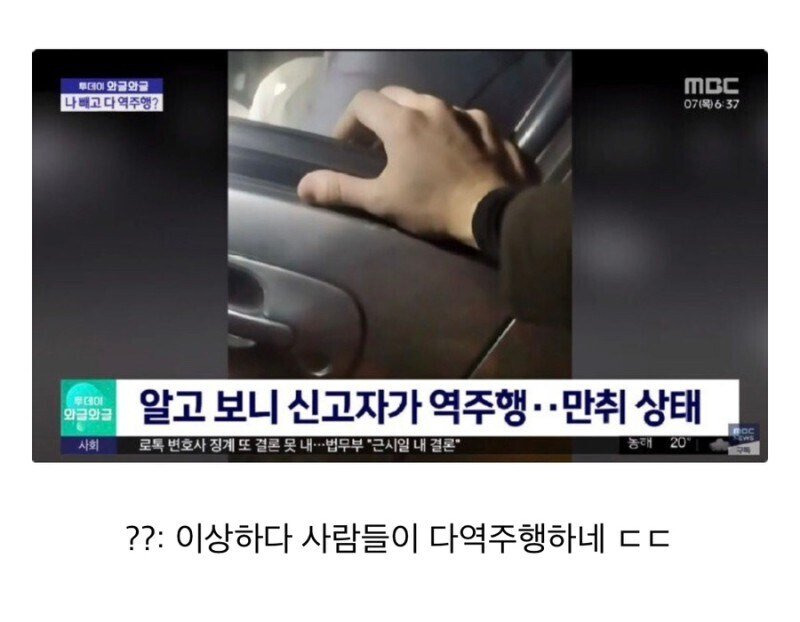 자기 빼고 모든 차가 도로를 역주행해서 신고한 사람