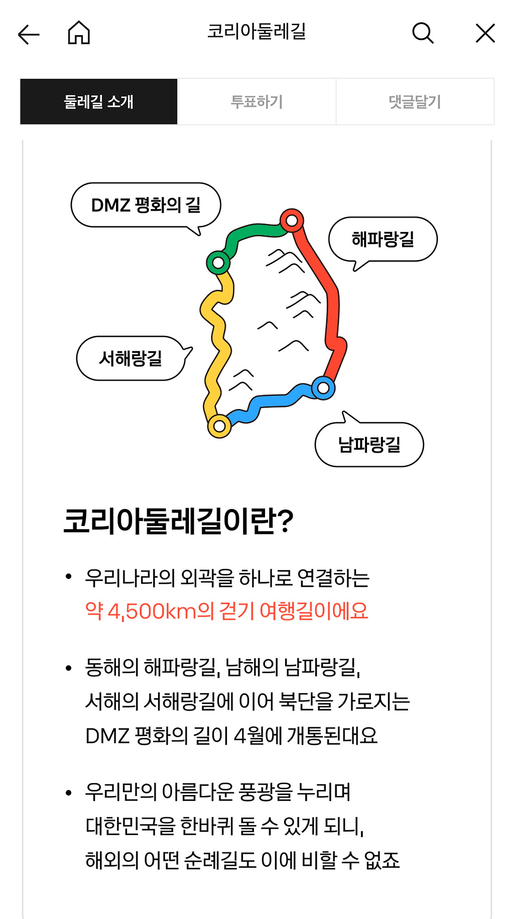 4월에 개통하는 4,500km 코리아 둘레길