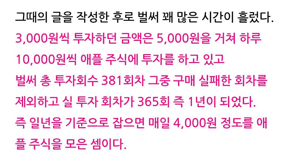매일 4,000원 1년간 애플 주식에 투자한 결과