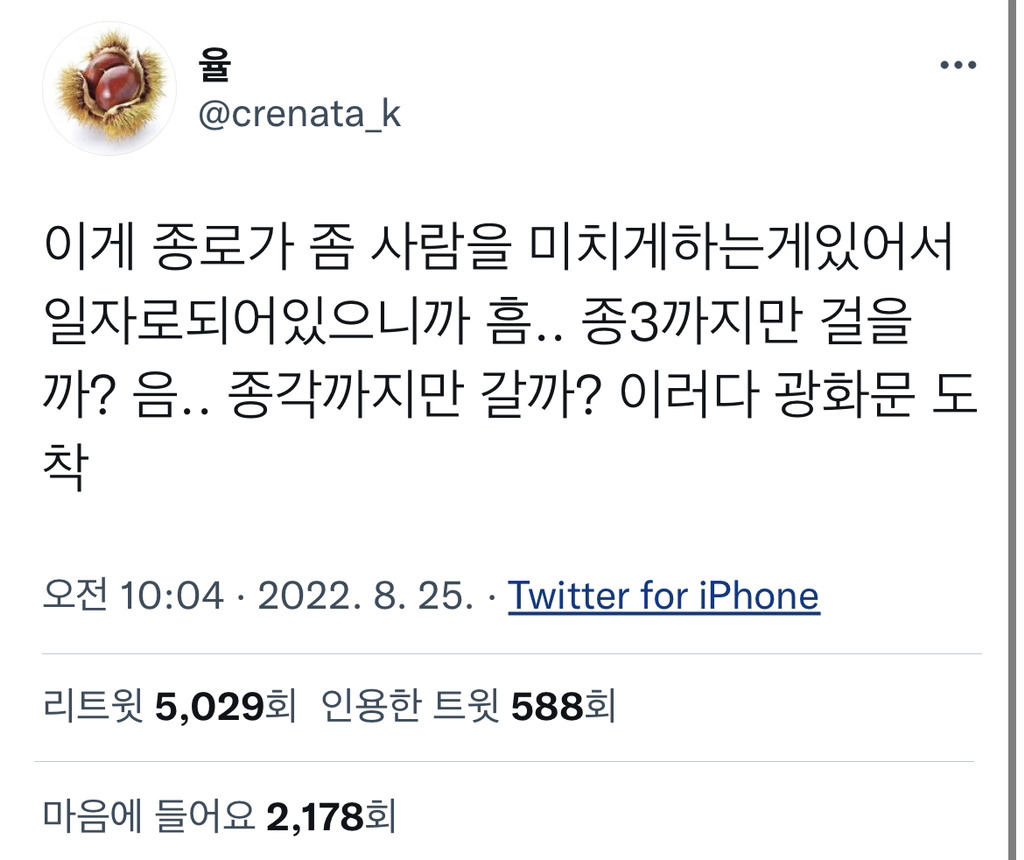 이게 종로가 좀 사람을 미치게 하는게 있어서.twt