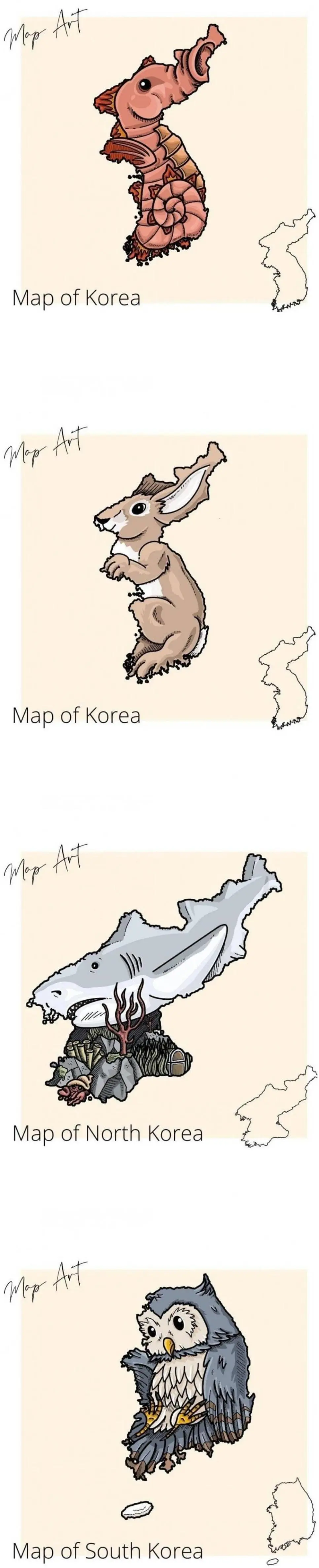 외국에서 본 한국의 국토 모양
