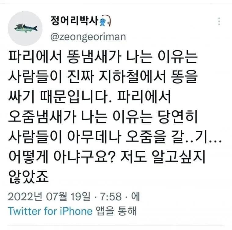 여행 가보면 엄청 드럽다는 프랑스 파리