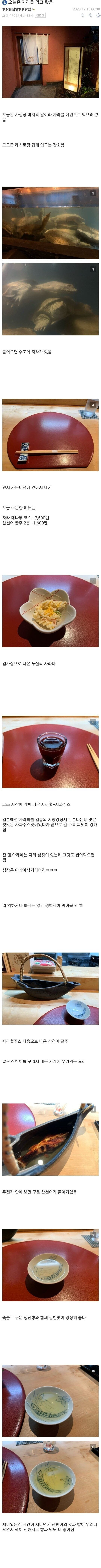 자라코스요리를 먹은 디시인
