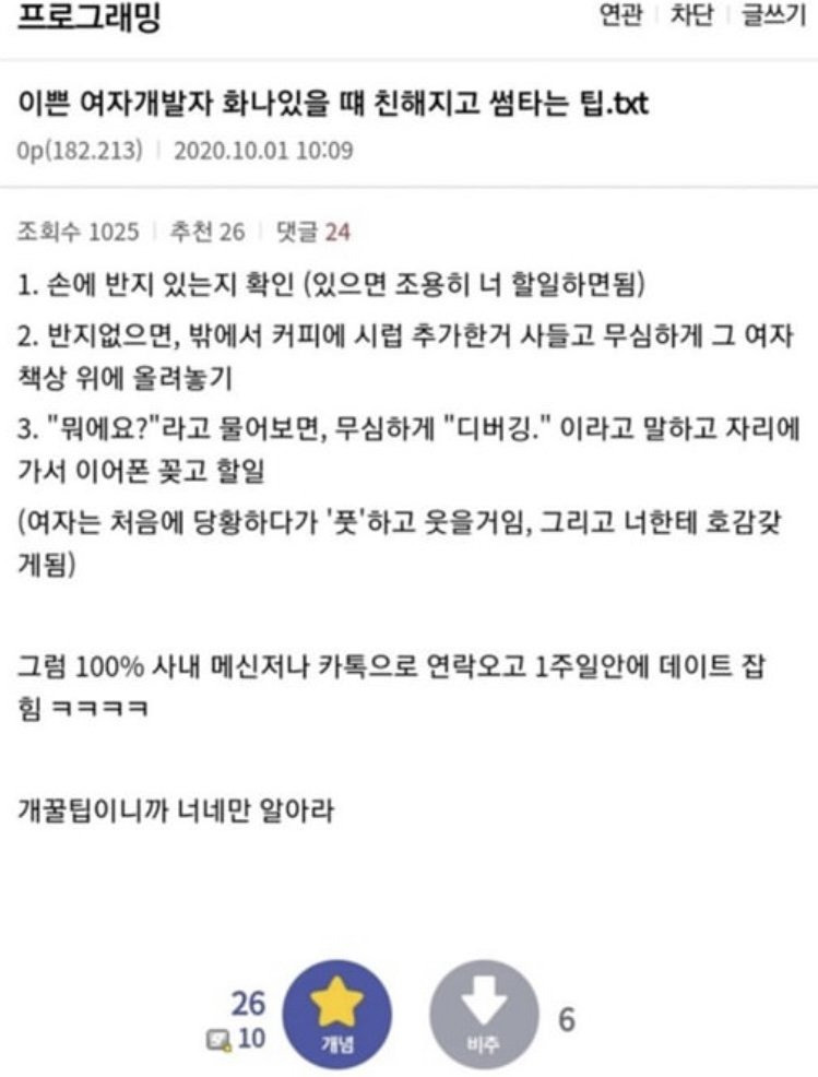 이쁜 여자 개발자 화나있을 때 친해지고 썸타는 법