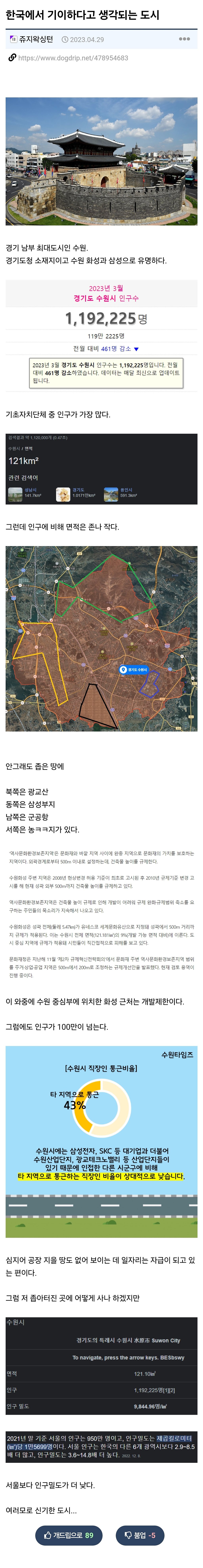 한국에서 기이하다고 생각되는 도시