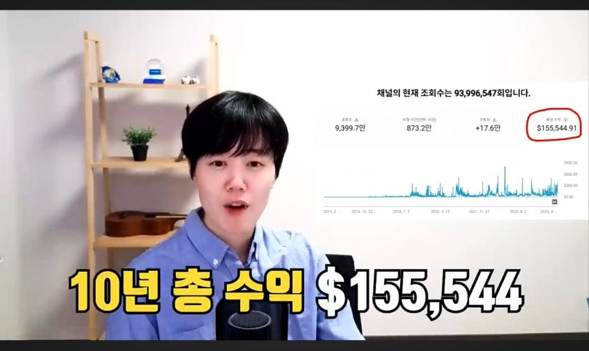 구독자 18.3만 바둑 유튜버 누나의 10년 수익