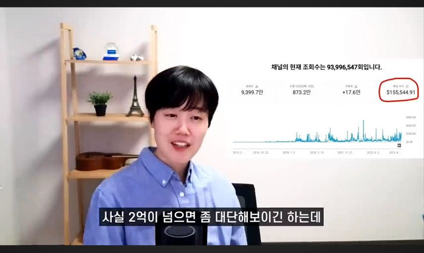 구독자 18.3만 바둑 유튜버 누나의 10년 수익