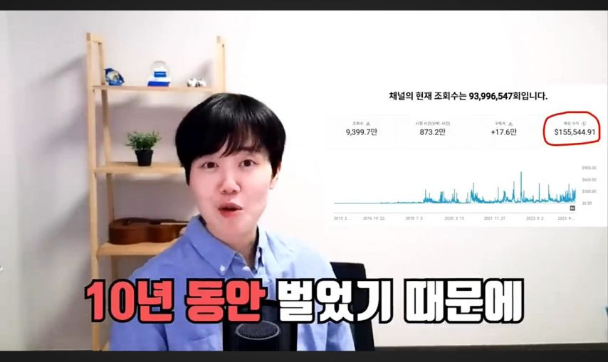 구독자 18.3만 바둑 유튜버 누나의 10년 수익