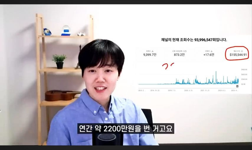 구독자 18.3만 바둑 유튜버 누나의 10년 수익