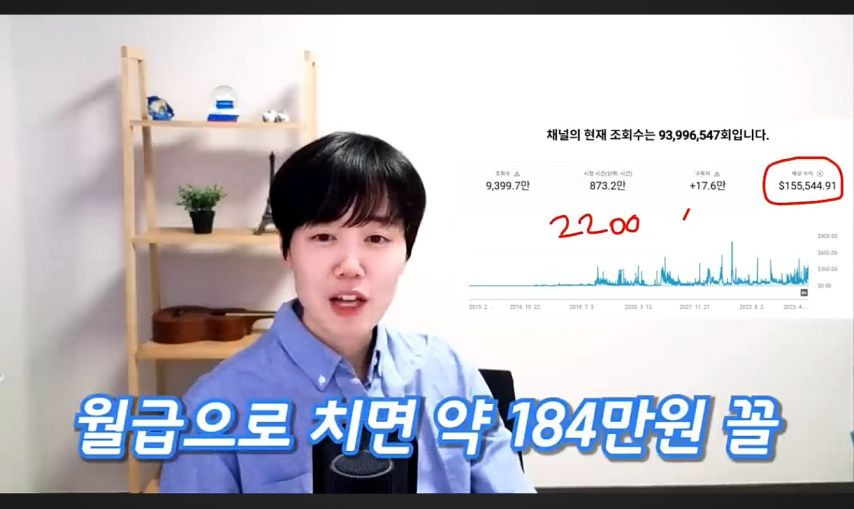 구독자 18.3만 바둑 유튜버 누나의 10년 수익