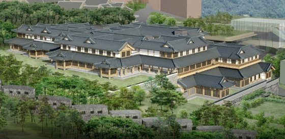 호텔신라가 서울 중구 장충동에 건립할 예정인 전통한옥호텔 투시도/자료제공=호텔신라© 뉴스1