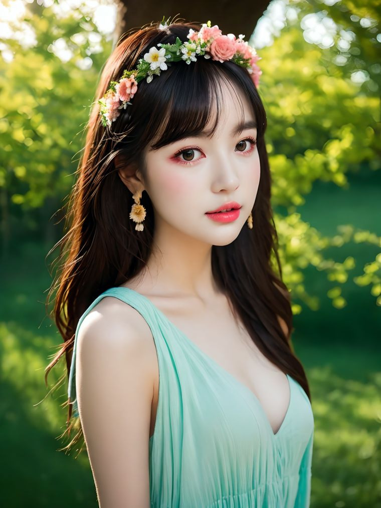 화보 No.1 숲에서 꽃 화관을 쓰고