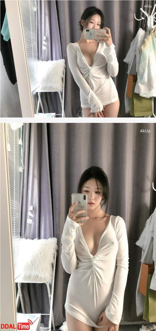 다 비치는.. 노브라 인증녀