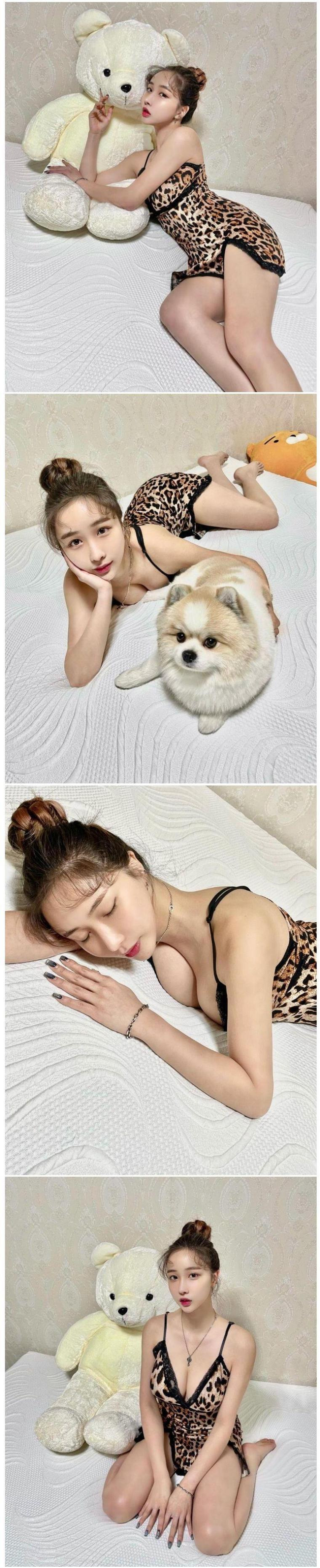 오아희 호피무늬 란제리
