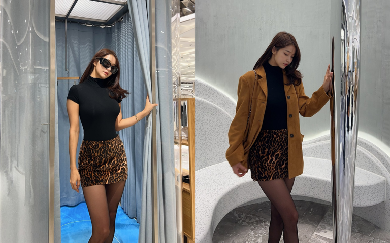 오또맘, 레오파드 스커트로 완성한 고혹적인 아우라
