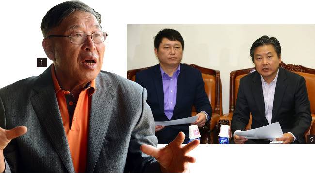 1 문재인 지지를 선언한 김응용 전 야구감독.[스포츠동아] 2 선대위 온라인전략을 맡은 최재성 전 의원과 정책본부장을 맡은 홍종학 전 의원.