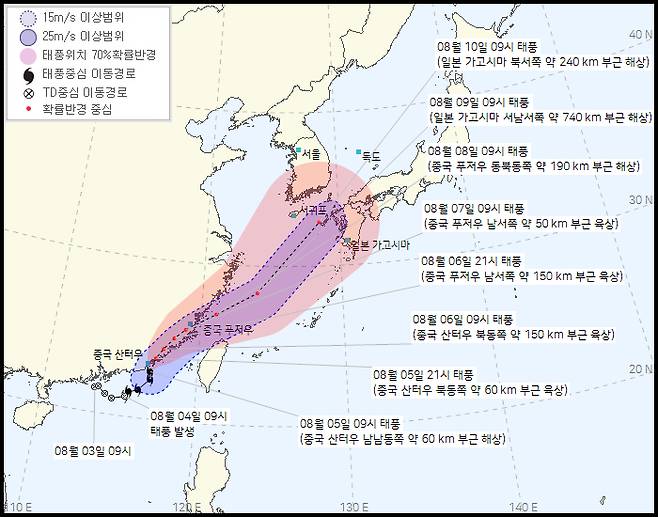 9호 태풍 '루핏'의 이동경로 /사진제공=기상청