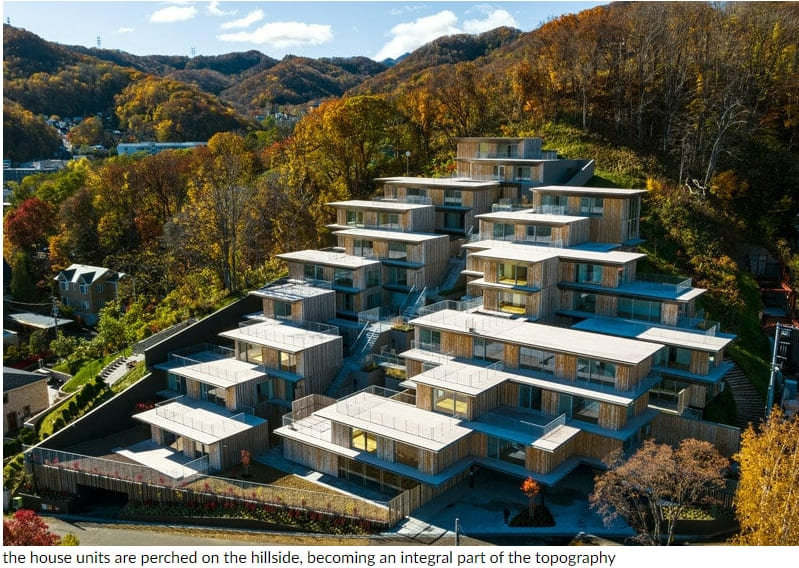 겐고 쿠마의 일본 산비탈 주거 단지 Kengo kuma's staggered house units climb a mountainside in japan