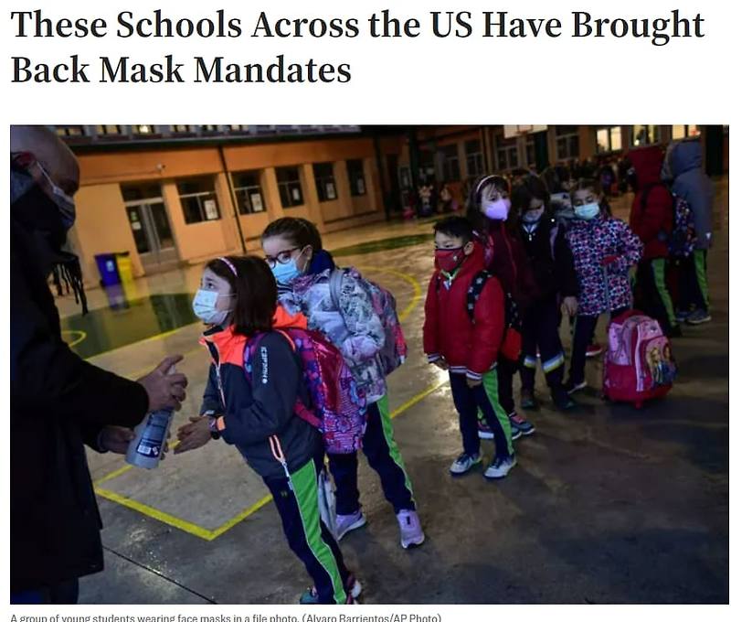 코로나 재개?...군불 지피는 한국 언론들 These Schools Across the US Have Brought Back Mask Mandates