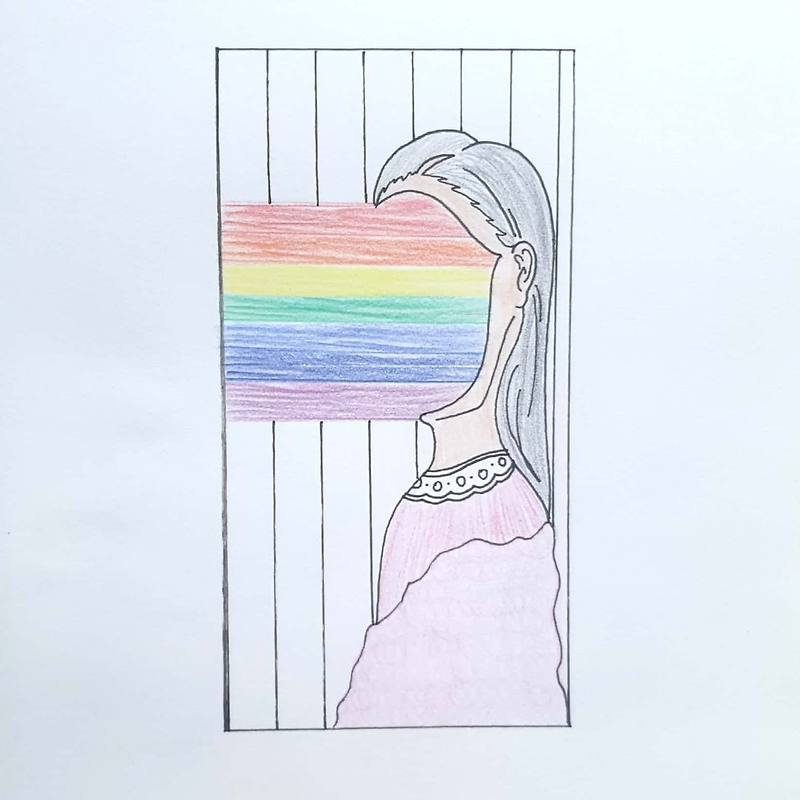 Rainbow Face 무지개 얼굴 / 일러스트 그림 드로잉 / 인물화 그리기