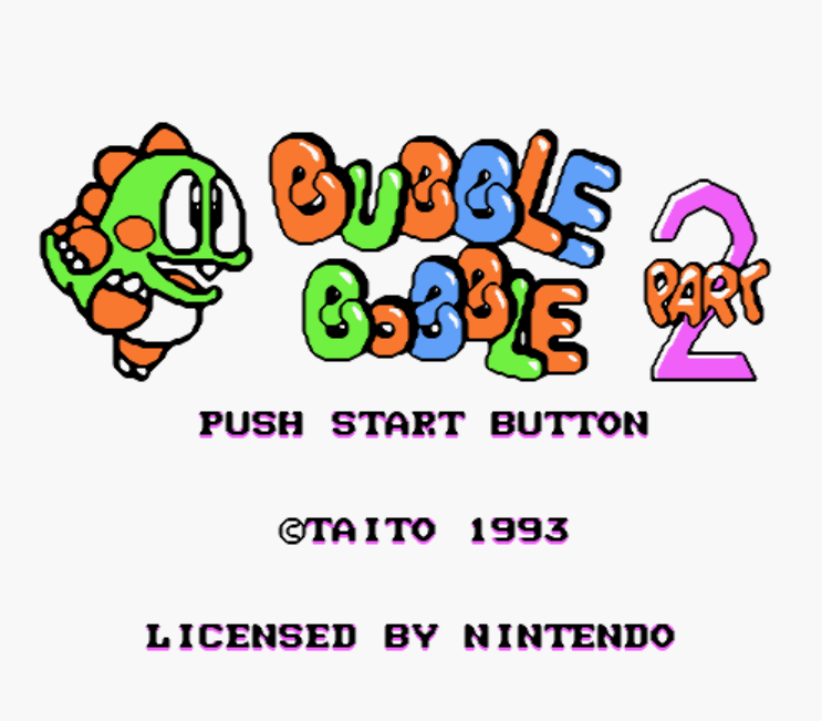 타이토 (Taito) - 버블보블 파트 2 북미판 Bubble Bobble Part 2 USA (패미컴 - FC / NES - 롬파일 다운로드)