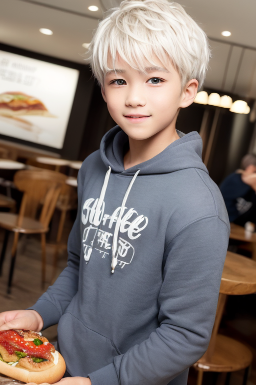 [Boy-095] Free Ai images of handsome white hair boy
