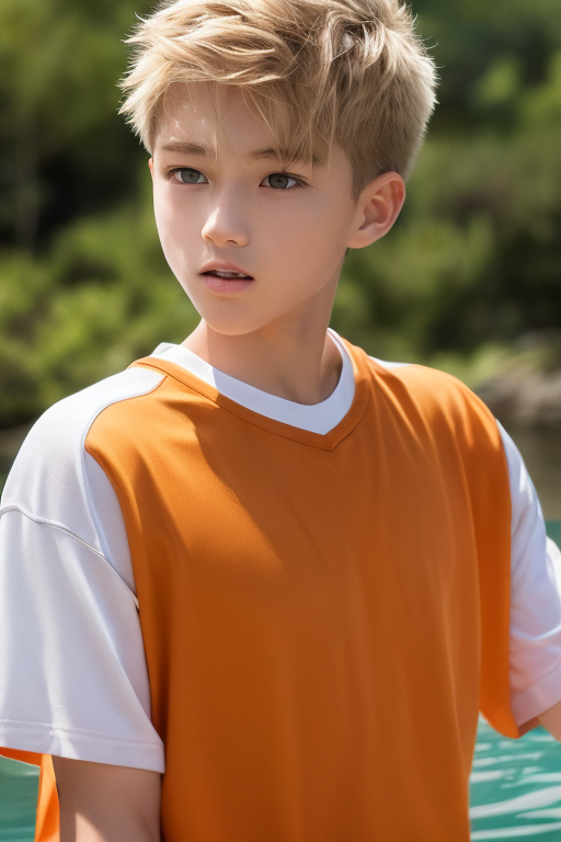 [Boy-140] Free commercially available images of cute Blond boy in a valley background