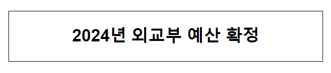 2024년 외교부 예산 확정