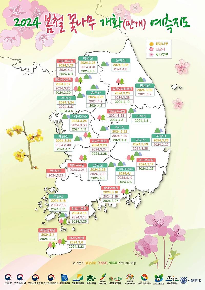 벚꽃 개화시기 | 벚꽃 명소 | 벚꽃 군락지 | 도시별 벚꽃 개화시기 | 봄꽃종류