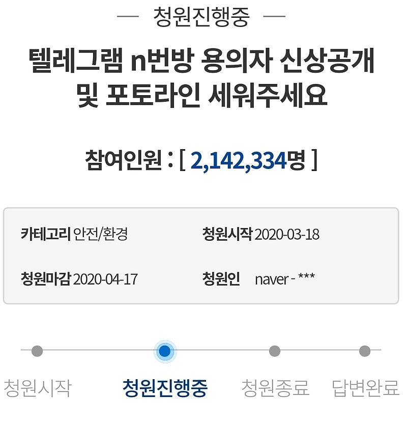 n번방 용의자 신상공개 청원