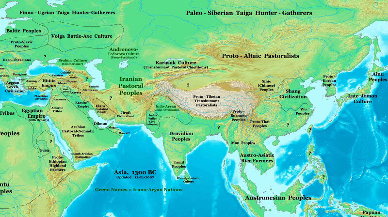 BC1300년 아시아 지도