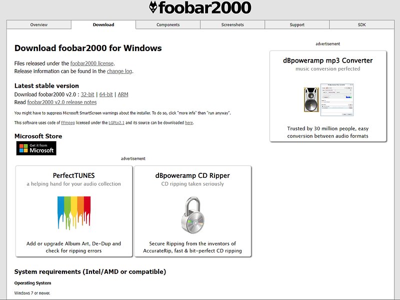  foobar2000 v2.0 정식버전 출시