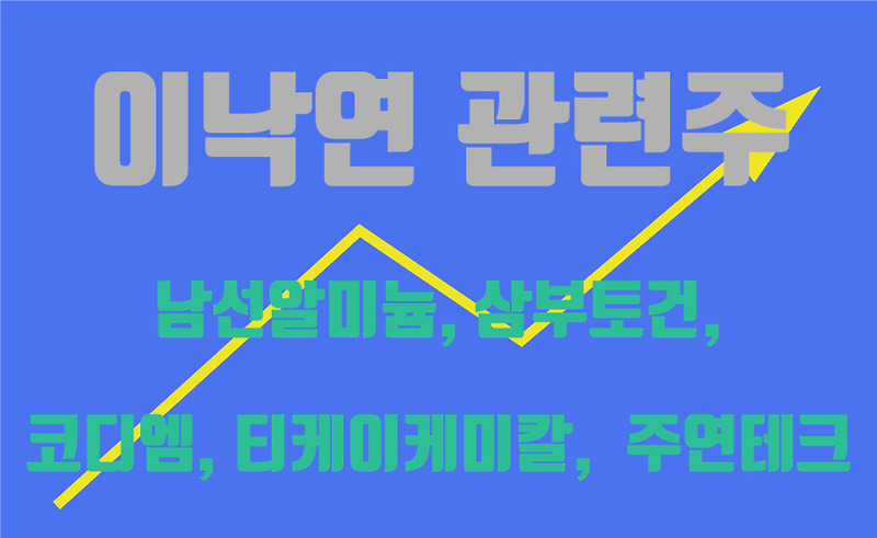 대선출마 선언! 이낙연 관련주(남선알미늄, 삼부토건, 코디엠, 주연테크, 티케이케미칼)