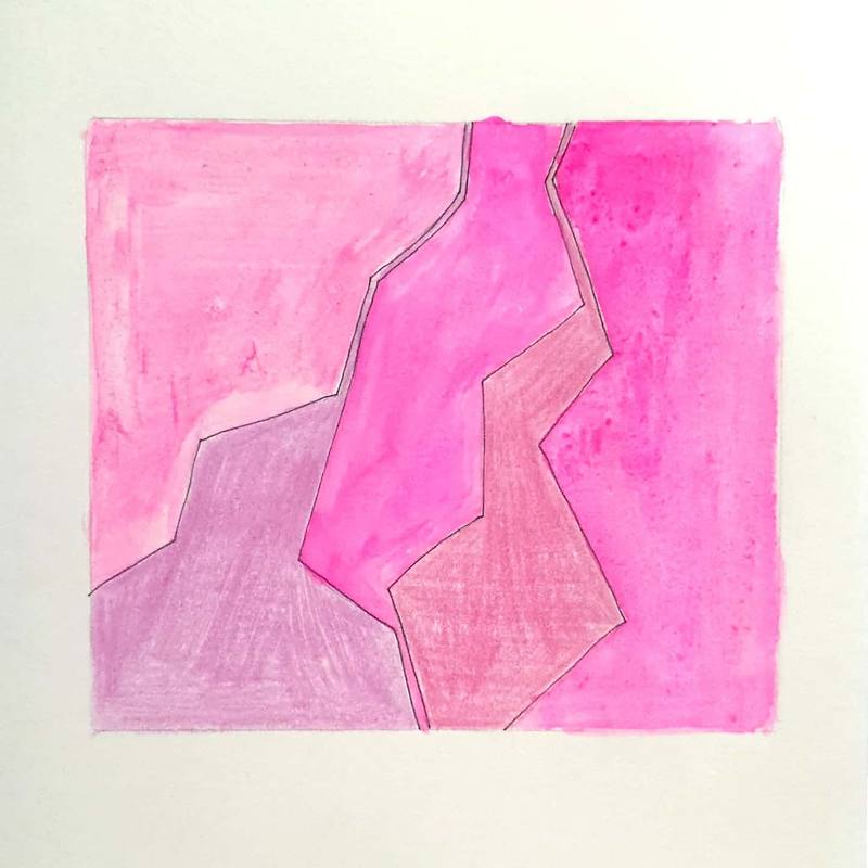 Broken Pink 부서진 분홍 일러스트 일러스트레이션 그림 드로잉 펜화 수채화 색연필화 그리기 깨진 조각들