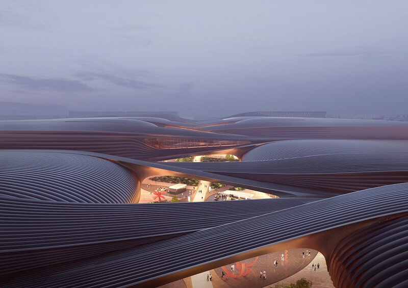 자하 하디드, 베이징 전시관 연결 물결모양의 브릿지 Zaha Hadid Architects Is Adding Sinuous Bridges to a Beijing Exhibition Center