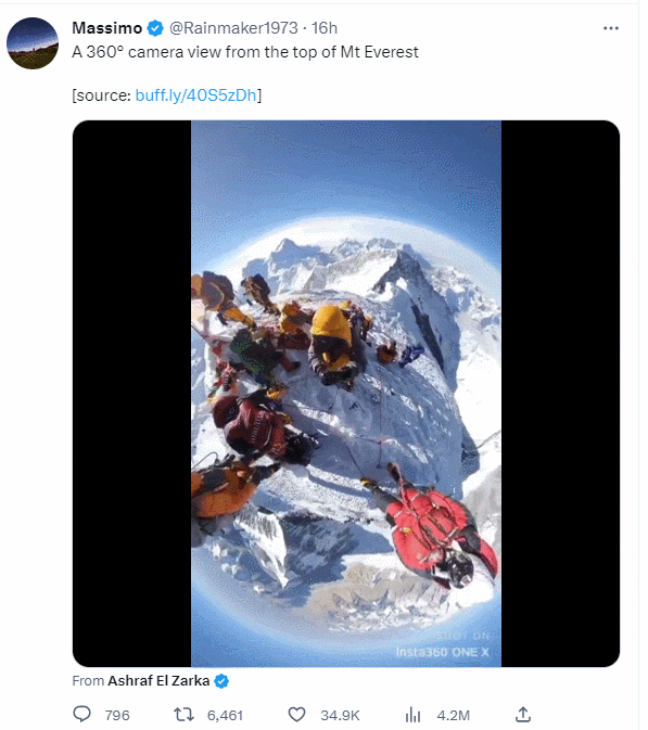 360도 카메라에서 내려다본 에베레스트 최정상 정복자들 VIDEO: A 360 camera view from the top of Mt Everest