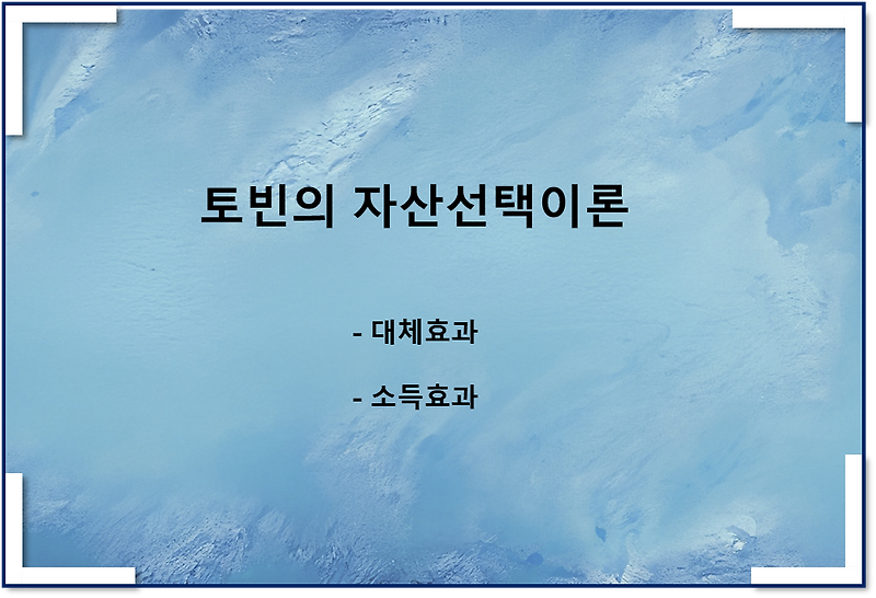 토빈의 자산선택이론(대체효과, 소득효과)