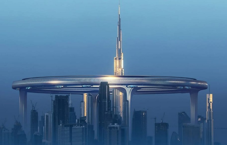 두바이를 둘러싼 ZNERA Space의 미래형 대도시  VIDEO: Ring around Burj Khalifa is Dubai Downtown Circle