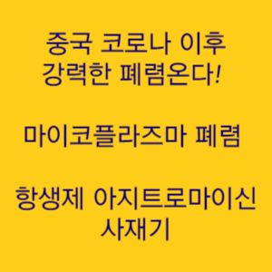중국 코로나 가고 폐렴온다 마이코플라즈마 폐렴 항생제 아지트로마이신 사재기