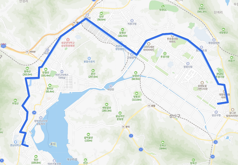 [창원 좌석] 707번버스 노선 정보 : 경남도청, 창원종합터미널,마산역, 경남대