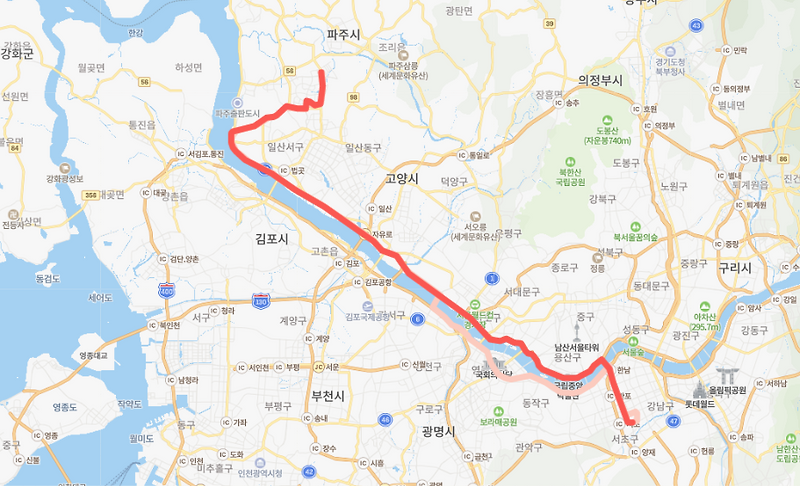[파주,급행] G7426시간표, 버스 노선 : 운정신도시, 야당역, 강남역, 논현역, 양재역