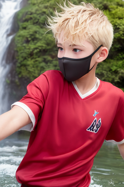 [Boy-131] boy, man, blond hair, handsome, cute, teen, teenage, valley & forest background, free images, Ai images