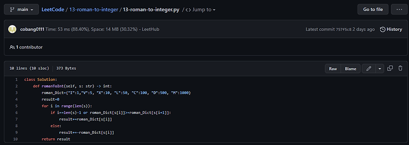 [LeetCode] 13. Roman to Integer (Easy/Python)