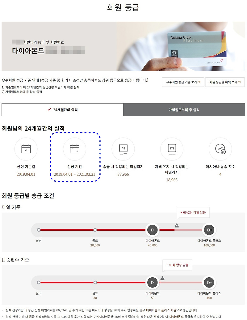아시아나클럽 우수회원 자격 승급 산정 및 유지 기간 연장 안내