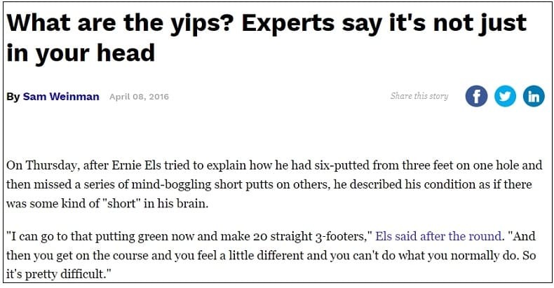 아 난 왜 이럴까...불쑥 찾아온 골프 입스(Yips) VIDEO: What are the yips? Experts say it's not just in your head